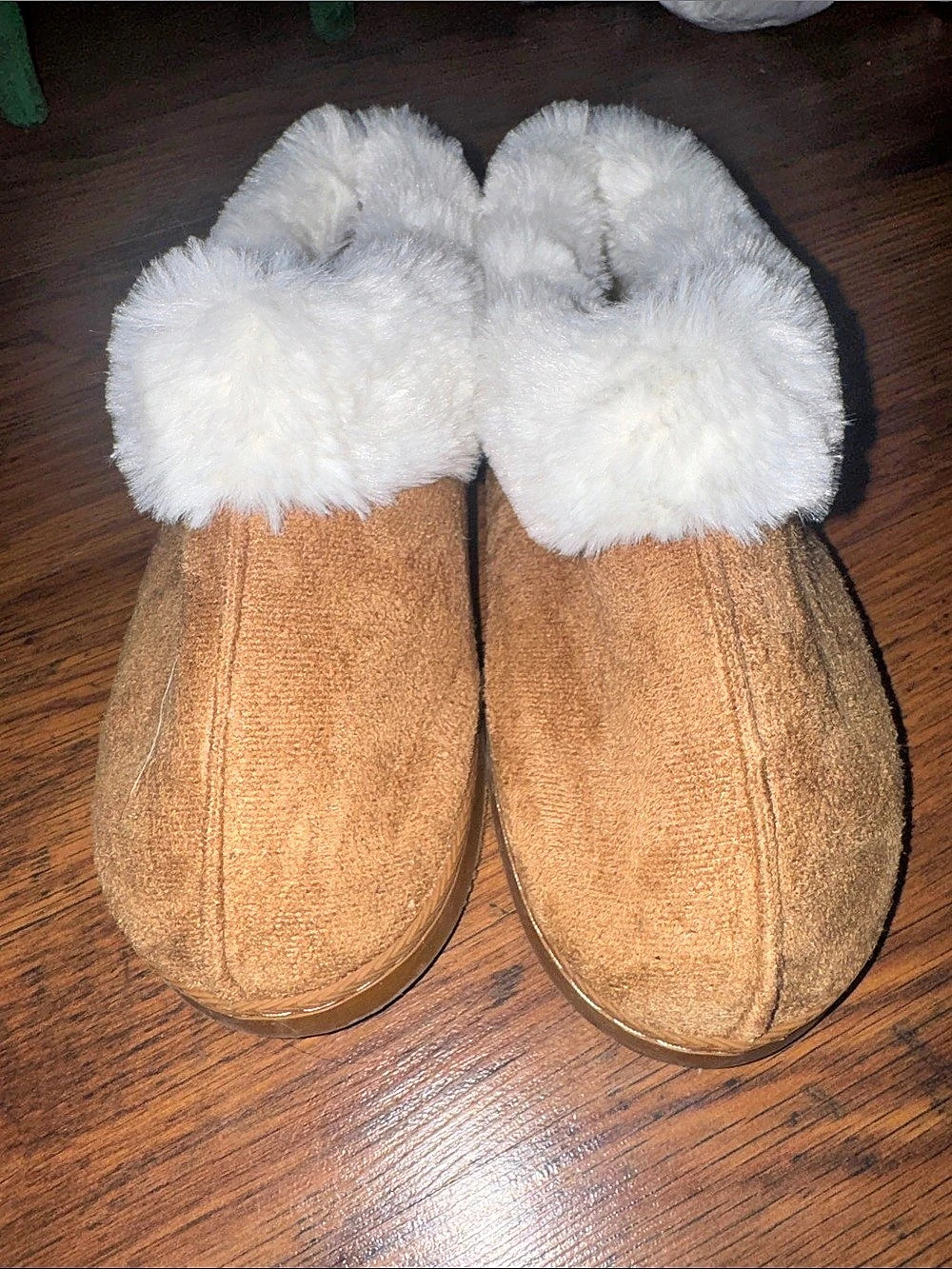 Brown & White Faux Fur Slippers SS10